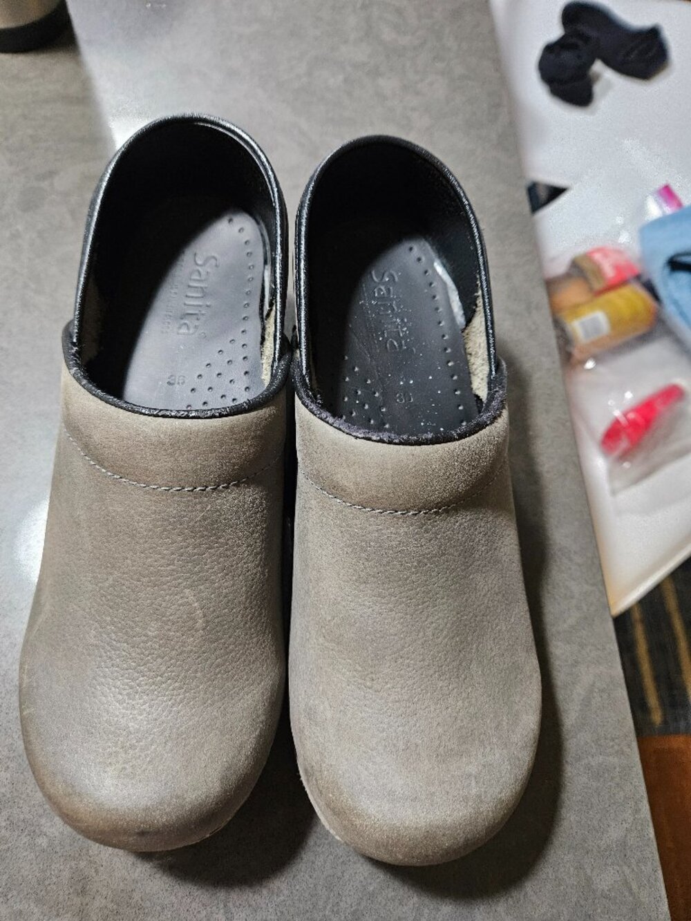 Sanita suede leather clog shoes